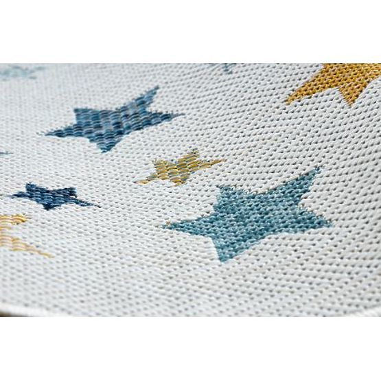 Tapis SISAL COOPER Étoiles 22260 écru / bleu foncé