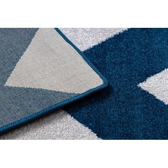 Tapis SKETCH - FA66 Trèfle marocain, Grille, bleu et blanc - Zigzag