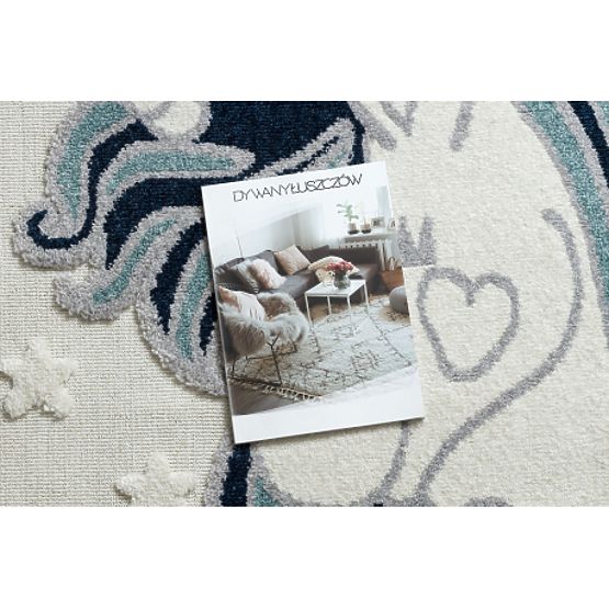 Tapis YOYO GD49 blanc / gris - Licorne pour enfants, structurel, sensoriel Franges