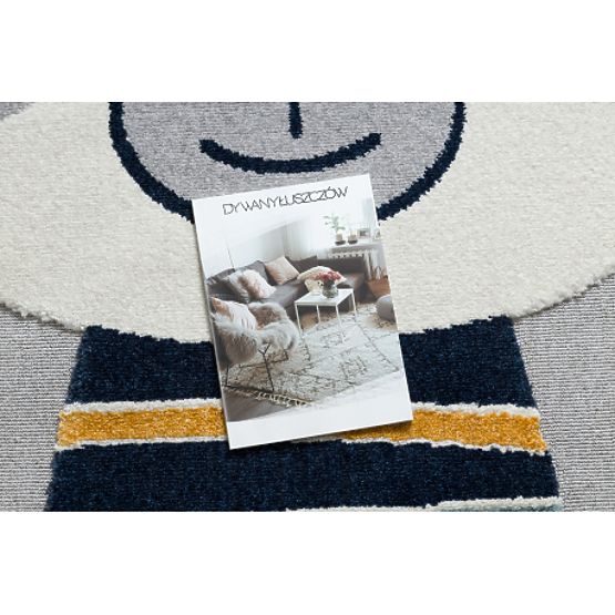 Tapis YOYO GD50 gris / blanc - Ourson pour enfants, structurel, sensoriel Franges