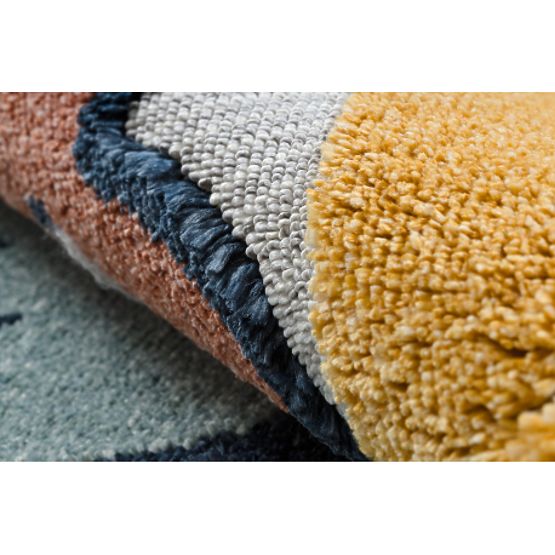 Tapis YOYO GD52 gris / jaune - étoiles, nuages, patchwork pour enfants, structurel, sensoriel Frange