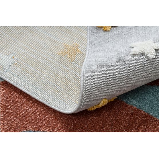 Tapis YOYO GD55 gris / bleu - étoiles, fusée pour enfants, structurel, sensoriel Franges