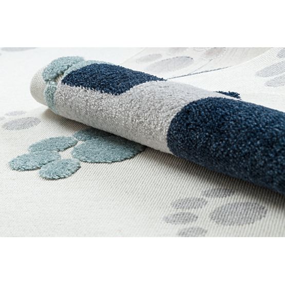 Tapis YOYO GD59 blanc / gris - Chaton pour enfants, structurel, sensoriel Franges