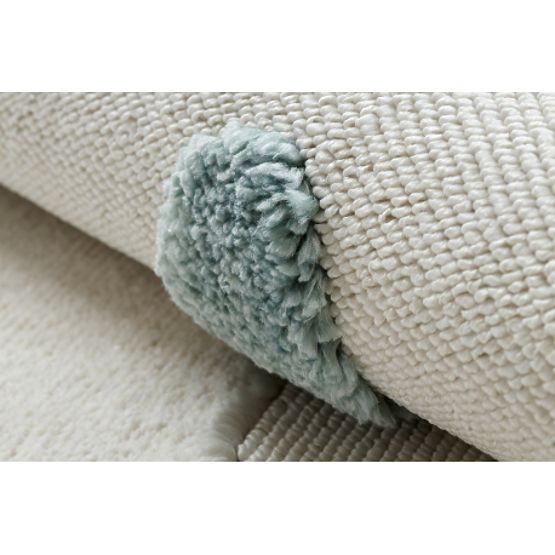 Tapis YOYO GD63 blanc / bleu foncé - Nuage, gouttes pour enfants, structurel, sensoriel Franges