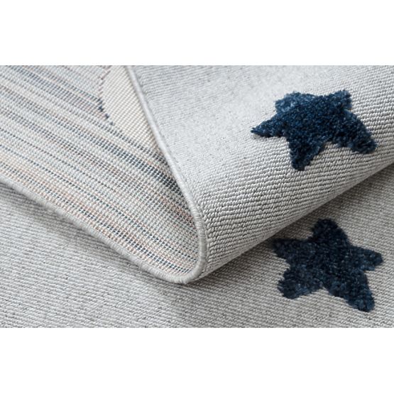 Tapis YOYO GD75 gris / blanc - étoiles, cercles pour enfants, structurel, sensoriel Franges