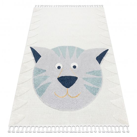 Tapis YOYO GD80 blanc / gris - Tigre pour enfants, structurel, sensoriel Franges