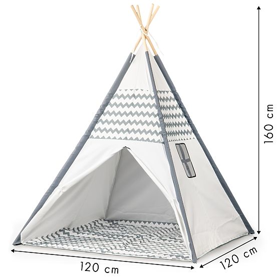 Tente tipi enfant - gris-blanc