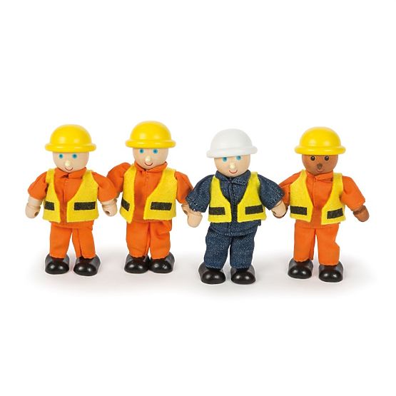 Tidlo Figurines en bois de constructeurs 4 pcs