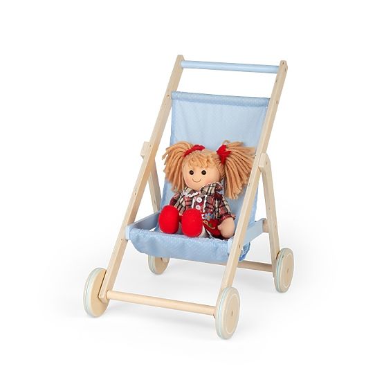 Tidlo Poussette de golf en bois pour poupées bleue