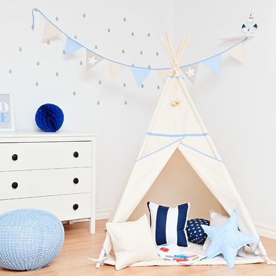 Tipi Beige avec bleu en détail