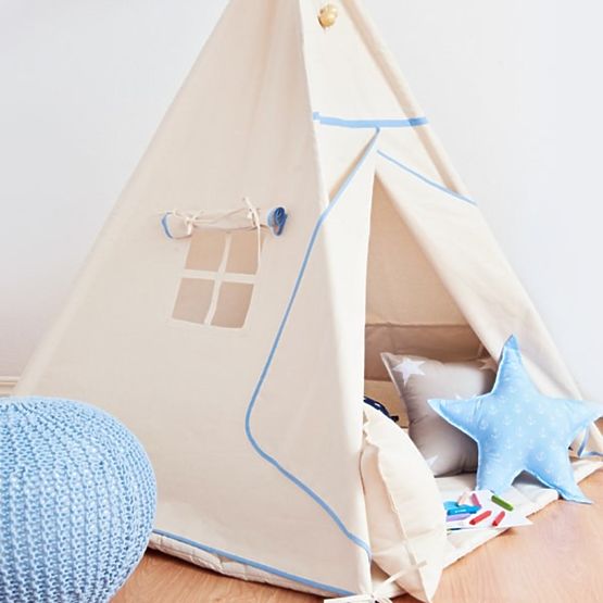Tipi Beige avec bleu en détail