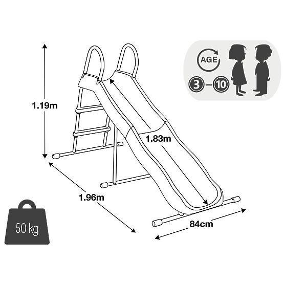 Toboggan de jardin pour enfants 183 cm acier plastique INTEX 44106