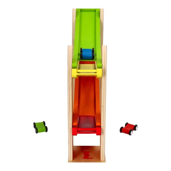 Toboggan en bois avec petites voitures
