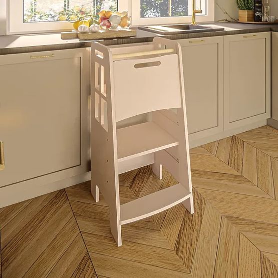 Tour d'apprentissage Montessori en bois - blanche