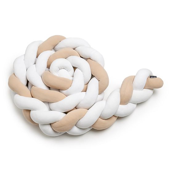 Tour de lit tressé - blanc et beige