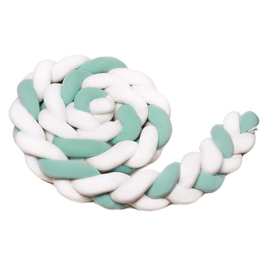 Tour de lit tressé - blanc et vert