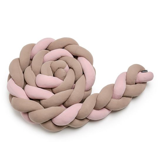 Tour de lit tressé - rose et marron