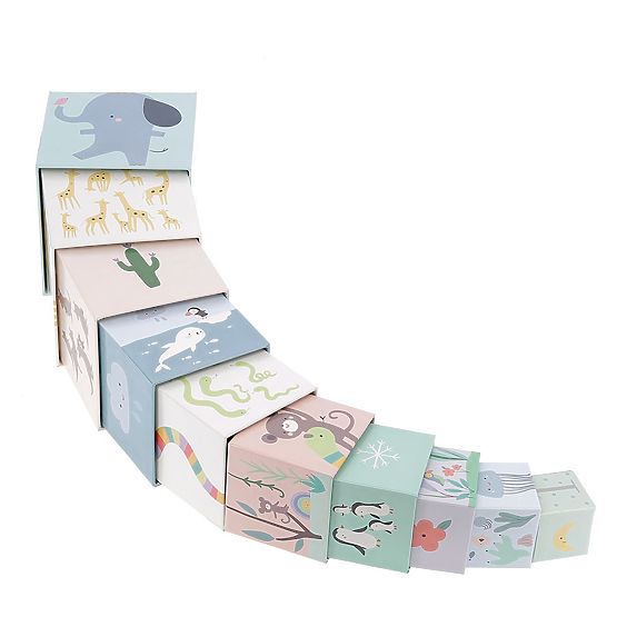 Tour empilable en cubes - animaux du monde avec chiffres 1-10