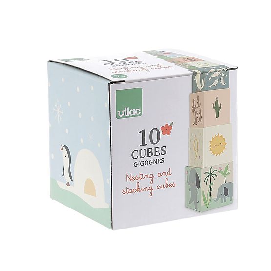 Tour empilable en cubes - animaux du monde avec chiffres 1-10