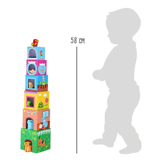 Tour Small Foot Cube avec animaux en bois