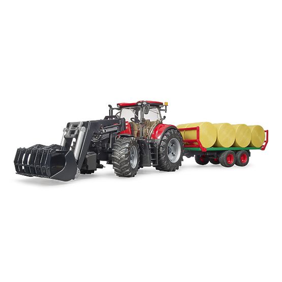 Tracteur Bruder Case IH Optum 300 CVX avec chargeur frontal et transporteur de balles