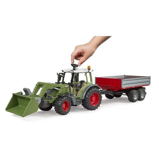 Tracteur Bruder Fendt Vario 211 avec chargeur frontal et remorque basculante