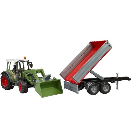 Tracteur Bruder Fendt Vario 211 avec chargeur frontal et remorque basculante