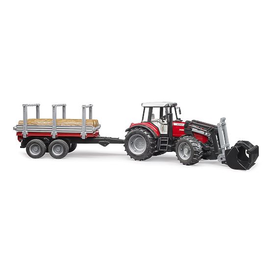 Tracteur Bruder Massey Ferguson 7480 avec chargeur frontal et transporteur de grumes