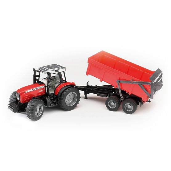 Tracteur Bruder MASSEY FERGUSON avec remorque basculante rouge