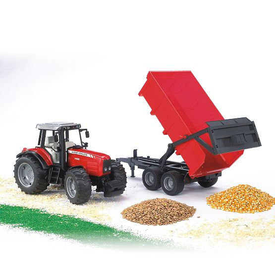 Tracteur Bruder MASSEY FERGUSON avec remorque basculante rouge