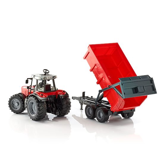 Tracteur Bruder MASSEY FERGUSON avec remorque basculante rouge