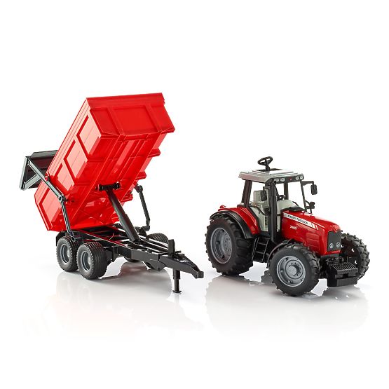 Tracteur Bruder MASSEY FERGUSON avec remorque basculante rouge