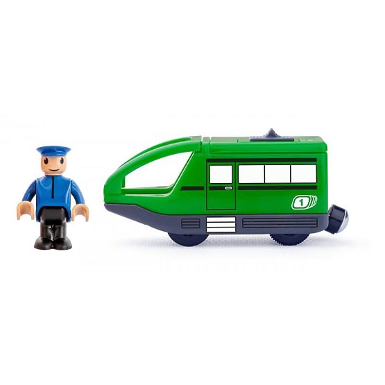 Train avec conducteur à piles vert
