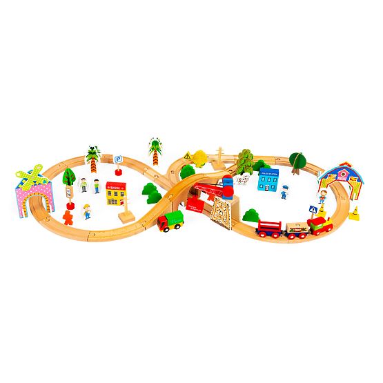 Train en bois 74 pièces ECOTOYS