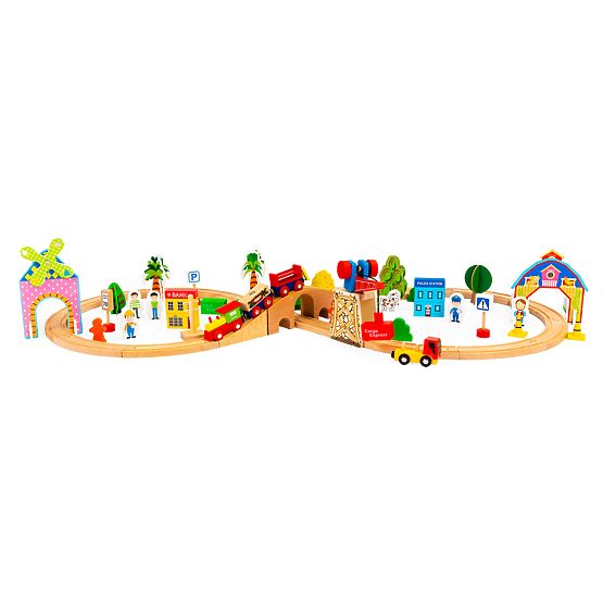 Train en bois 74 pièces ECOTOYS