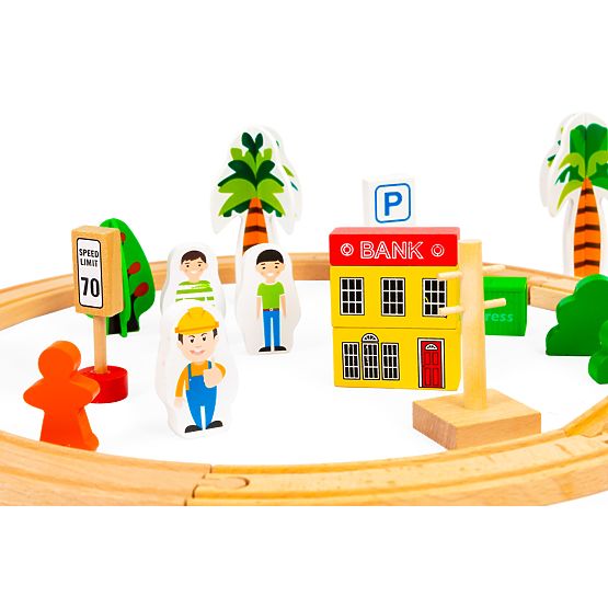 Train en bois 74 pièces ECOTOYS