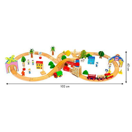 Train en bois 74 pièces ECOTOYS