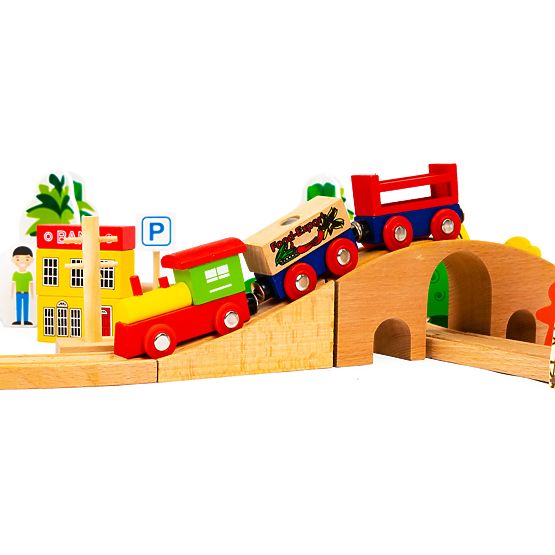 Train en bois 74 pièces ECOTOYS