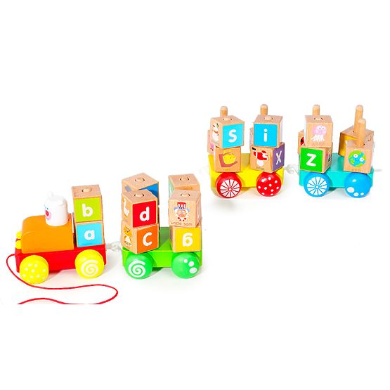 Train en bois grandes cubes éducatifs alphabet ECOTOYS
