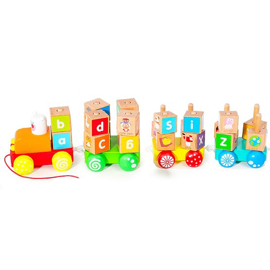 Train en bois grandes cubes éducatifs alphabet ECOTOYS