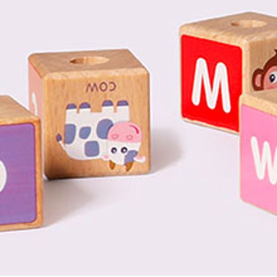 Train en bois grandes cubes éducatifs alphabet ECOTOYS