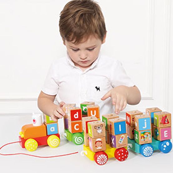 Train en bois grandes cubes éducatifs alphabet ECOTOYS
