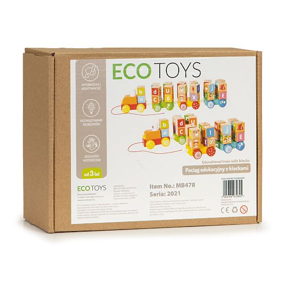 Train en bois grandes cubes éducatifs alphabet ECOTOYS