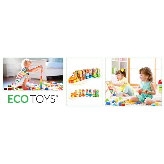 Train en bois grandes cubes éducatifs alphabet ECOTOYS
