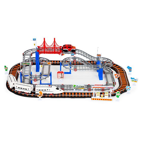 Train et voiture à piles deux circuits ville 108 éléments