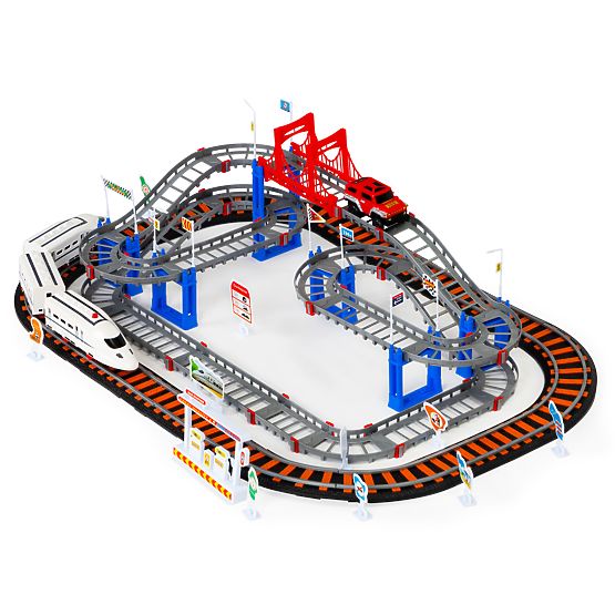 Train et voiture à piles deux circuits ville 108 éléments