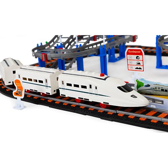 Train et voiture à piles deux circuits ville 108 éléments