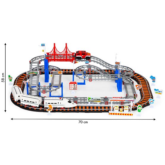 Train et voiture à piles deux circuits ville 108 éléments