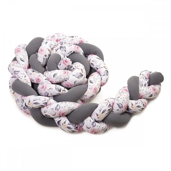 Tresse de cheminée - anthracite / imprimé floral - différentes tailles