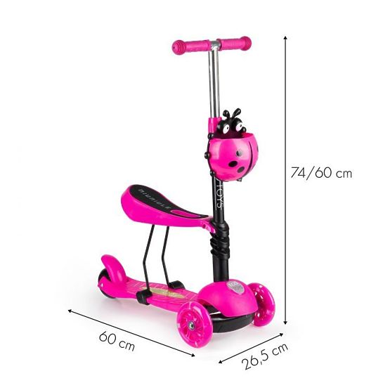 Trottinette et transat enfant Ladybug - rose